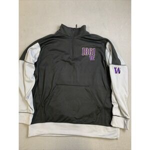 J. America Sweatshirt Men's XL Pullover 1/4 Zip Front Pouch Pocket WA Huskies